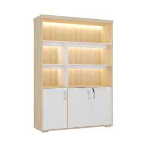 ESTANTE TAMBURATO COM LED - Carvalho/branco